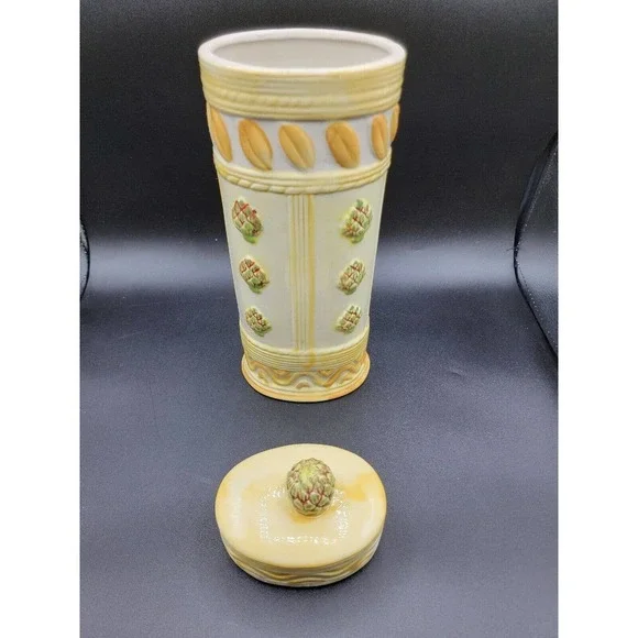 Vintage Ceramic Pasta Spaghetti Storage Container Artichoke Pasta TUSCAN Design - Picture 5 of 8